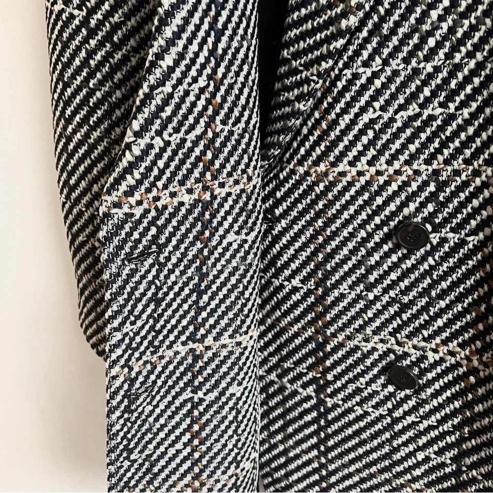 Theory graphic tweed double breasted wool blend coat - Picture 5 of 7